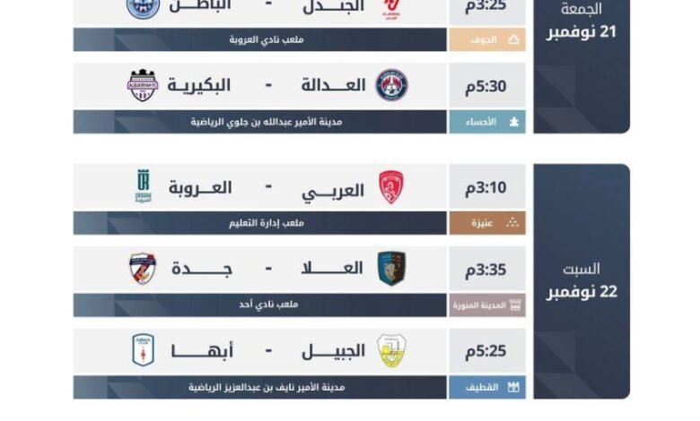 غدًا-الجمعة.-انطلاق-الجولة-التاسعة-من-دوري-يلو