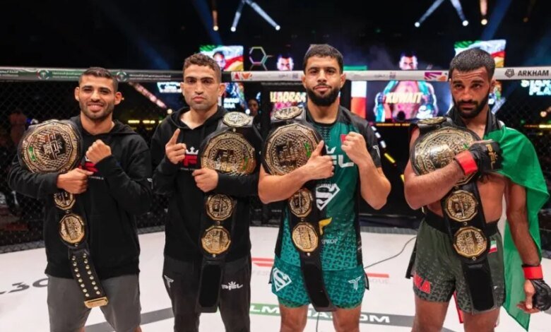 تتويج-أبطال-أربعة-أوزان-في-دوري-المقاتلين-المحترفين-2025-في-الخبر