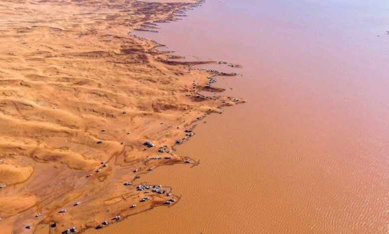 بعد-الأمطار.-روضة-مهنا-تتحول-إلى-بحيرة-طبيعية-تستقطب-الزوار