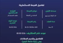 أشراق-للتنمية-والتطوير-تُعلن-عن-تمديد-موعد-تقديم-العطاءات-للفرصة-الاستثمارية-لأرض-حي-الشعلة-التجارية-بالدمام-حتى-4-مايو-2026