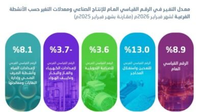 الإحصاء:-ارتفاع-الرقم-القياسي-للإنتاج-الصناعي-بنسبة-8.9%-خلال-فبراير-2026م