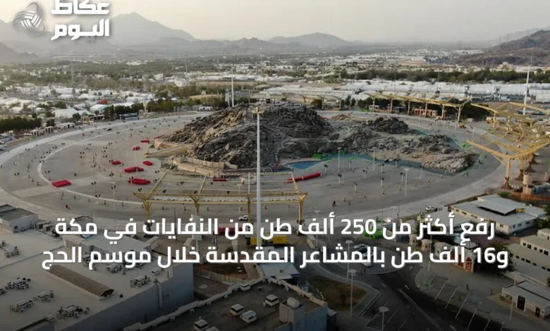 رفع-أكثر-من-250-ألف-طن-من-النفايات-في-مكة-و16-ألف-طن-بالمشاعر-المقدسة-خلال-موسم-الحج