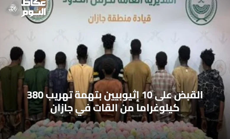 القبض-على-10-إثيوبيين-بتهمة-تهريب-380-كيلوغراماً-من-القات-في-جازان