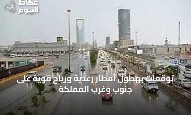 توقعات-بهطول-أمطار-رعدية-ورياح-قوية-على-جنوب-وغرب-المملكة