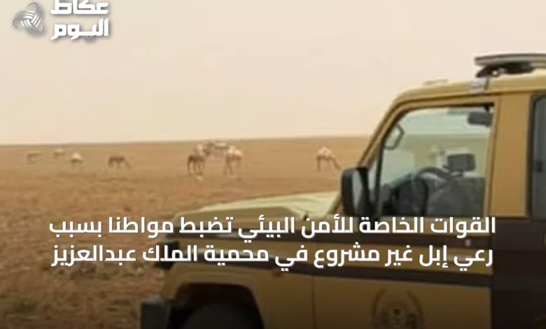 القوات-الخاصة-للأمن-البيئي-تضبط-مواطنًا-بسبب-رعي-إبل-غير-مشروع-في-محمية-الملك-عبدالعزيز
