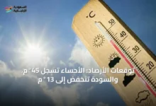 توقعات-الأرصاد:-الأحساء-تسجل-45°م،-والسودة-تنخفض-إلى-13°م