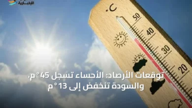 توقعات-الأرصاد:-الأحساء-تسجل-45°م،-والسودة-تنخفض-إلى-13°م