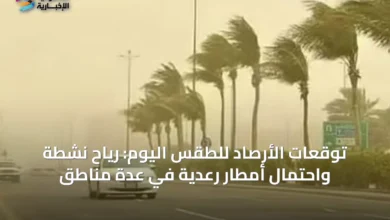 توقعات-الأرصاد-للطقس-اليوم:-رياح-نشطة-واحتمال-أمطار-رعدية-في-عدة-مناطق